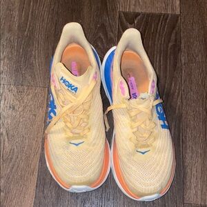 Hoka Yellow Tan & Blue Women's Running Shoes